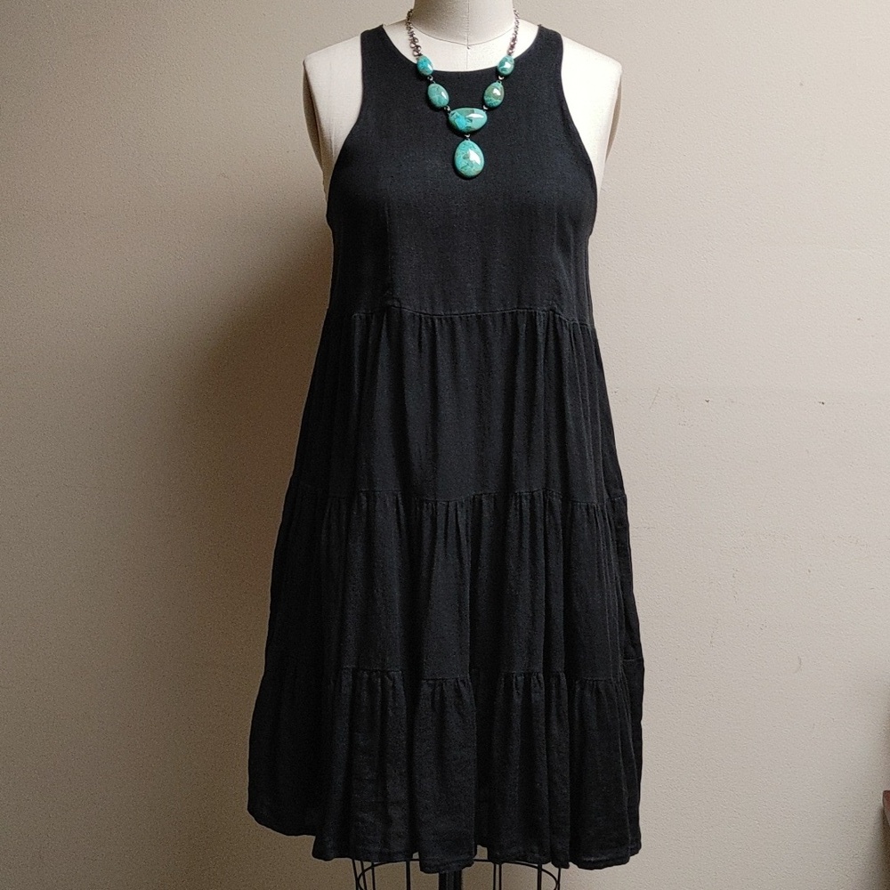 CIVICO 51 Black Linen Tiered Dress Size XS - Picture 7 of 13